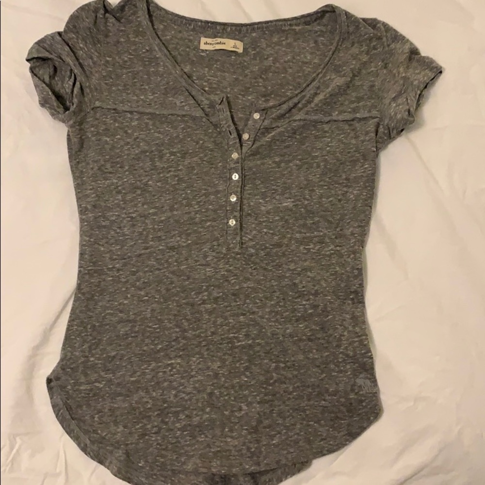 gray and white button up shirt